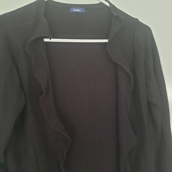 Reitmans Black Ruffle Cardigan Large medium - Picture 3 of 4